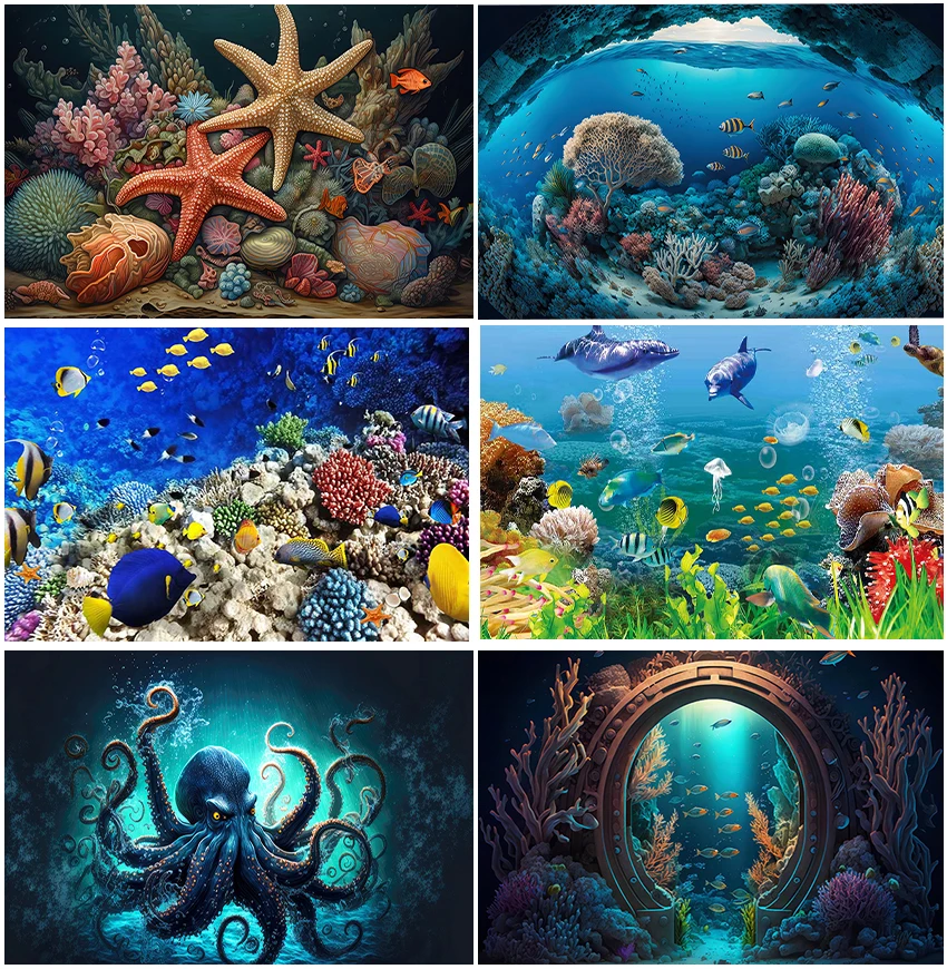 Oceaan Mariene Groei Onderwater Wereld Fotografie Achtergronden Koraalzeesterren Aquarium Vissen Verjaardagsfeestje Decor Achtergronden Banner