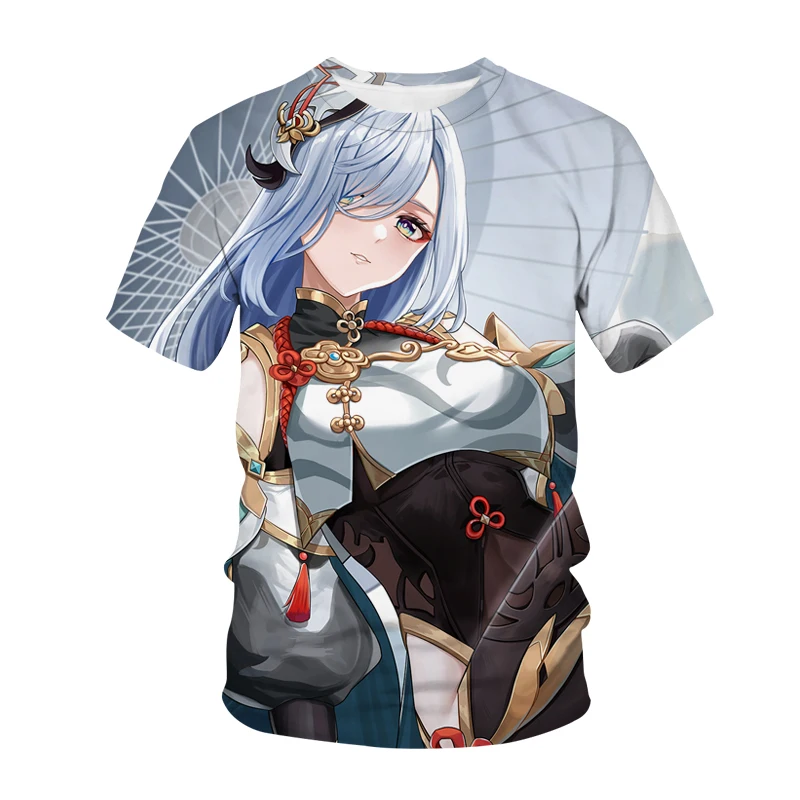 New Genshin Impact T-Shirts ShenHe Sexy Girls Anime Game 3D Print Streetwear Men Women Oversized T Shirt Tees Tops Kids Clothing