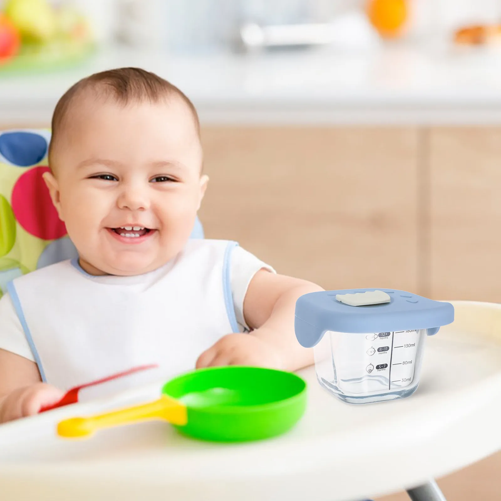 

Glass Baby Food Bowl with Lid Reusable Dishwasher Safe for Complementary Food Steamed Egg Salad Appetizers Fruit