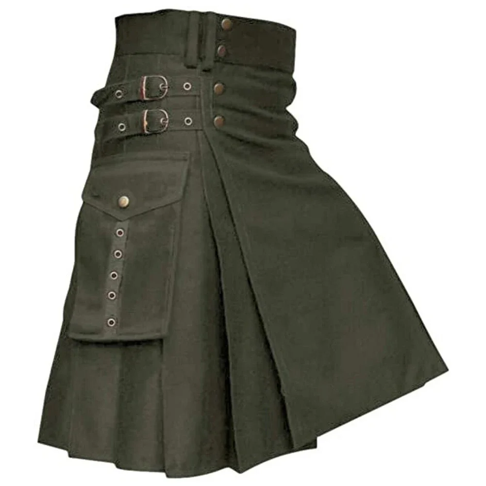 Herrenrock Frühling und Herbst schottisches Festival männlicher Kilt traditionelles Highland-Kleid mittelalterlicher Rock einfarbig Dessous cool