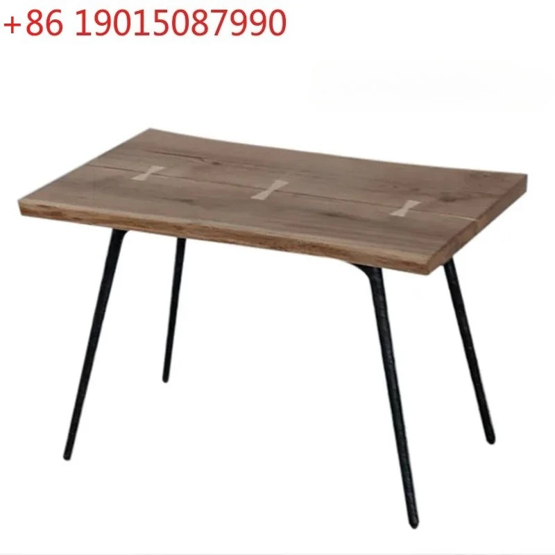 

N Exported to Nordic Modern Minimalist Retro Oak Natural Side Table in Style Cast Iron Tea Table Combination