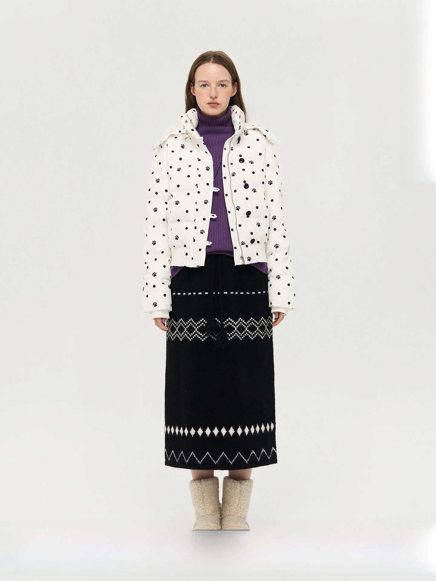 

Съемная пушистая хлопковая куртка с принтом в горошек, теплая хлопковая подкладка, теплая полиэстеровая ткань, для повседневной носки, женская.