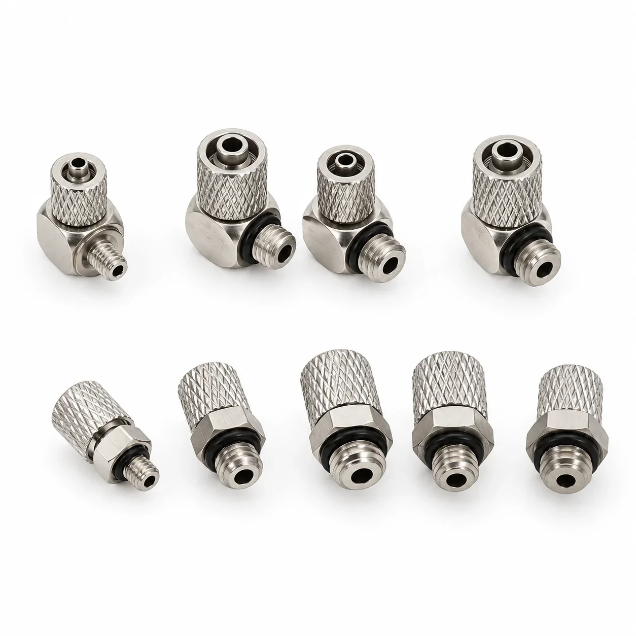 5PCS Pneumatic Tube Fittings PC Straight PL Elbow 3 4 6mm OD Hose M3 M4 M5 M6 Male Thread Screw Lock Connectors Air Line Joints