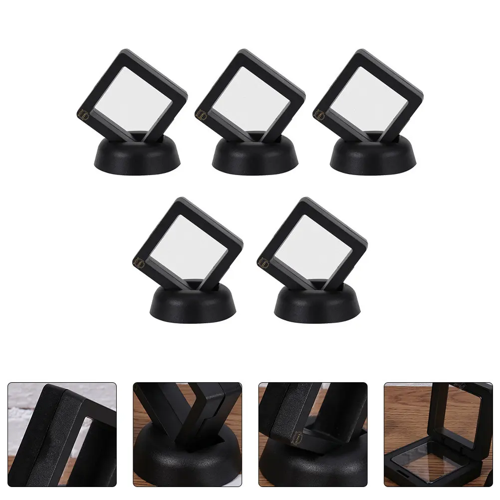 5Pcs Challenge Coin Display Stand Premium PP Material Square Frame Coin Holder Desktop Rack Display Organizer