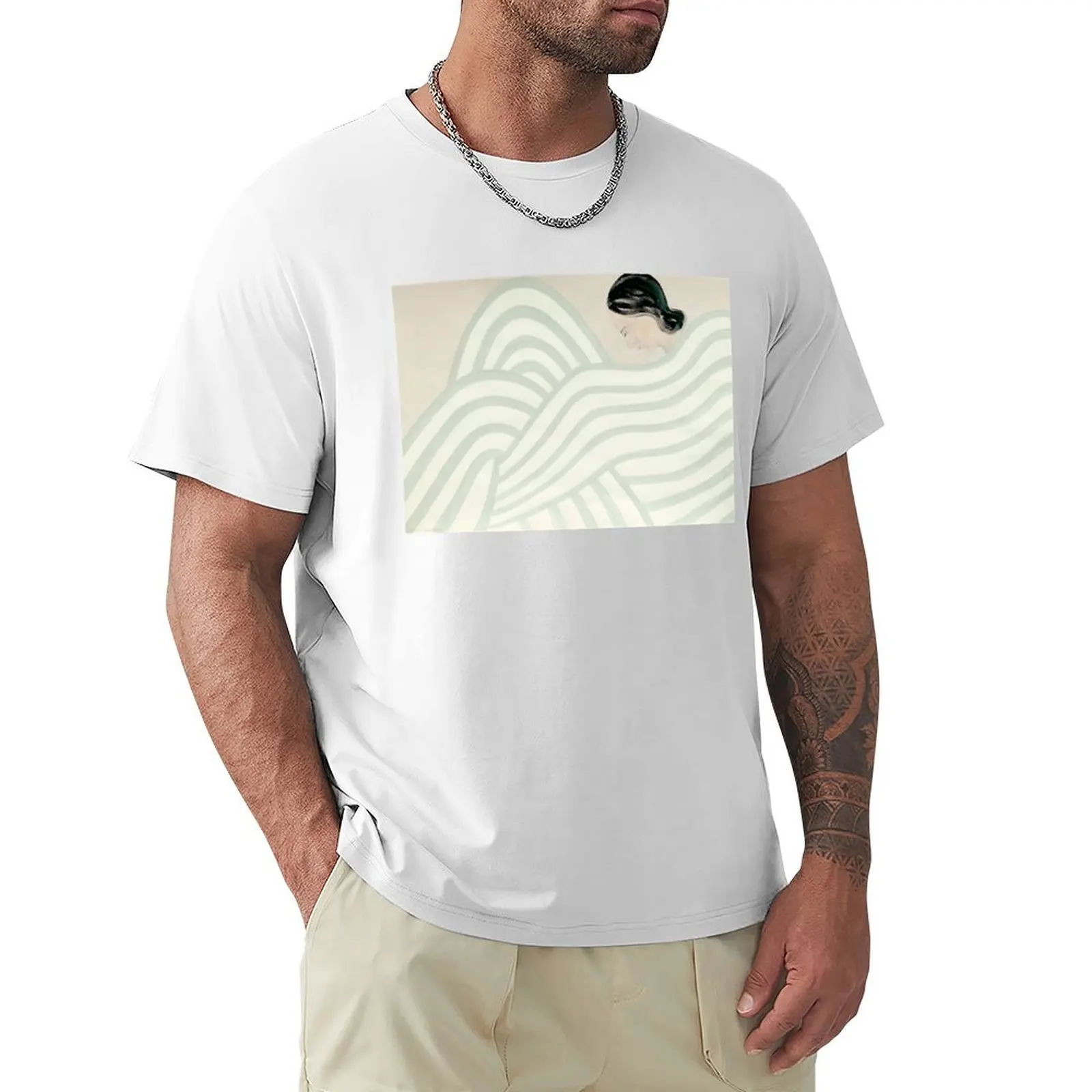 

Light Green Waves T-Shirt quick drying heavyweights cute clothes mens white t shirts