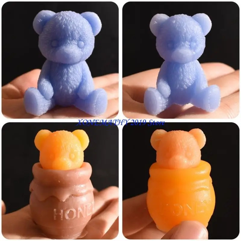 

F42F Silicone Mold for Creating Honeys Jar and Bear Shaped Decoration Mould