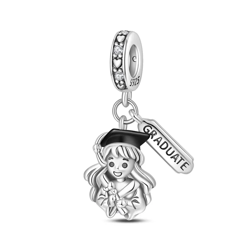 

New 925 Sterling Silver Excellent Girl Charms Pendant For Women Fit Original Bracelet DIY Birthday Party Jewelry Gifts