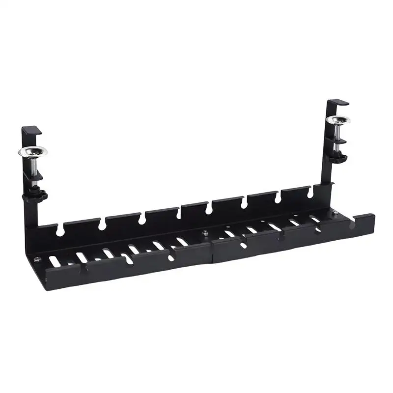 

Under Desk Cable Management Cable Tray Organizers Metal Wire Rack with Clamp Mount Power Strip Holder for Home Workplace