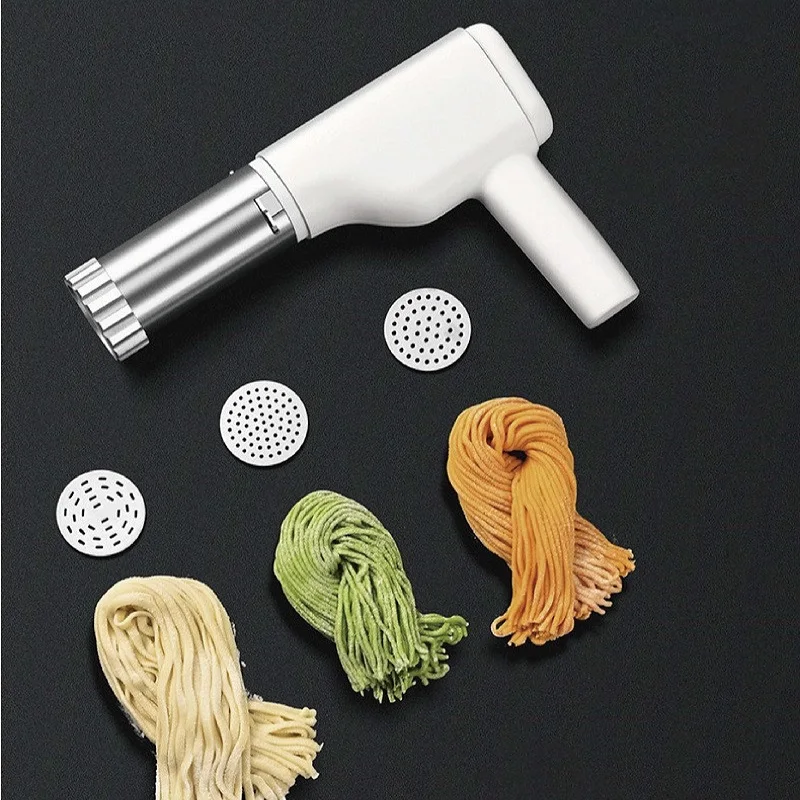 

3/5 Molds Noodle Machine 50W Wireless Handheld Electric Noodle Gun Noodle Machine Portable Automatic Dough Press Machine1500mAh