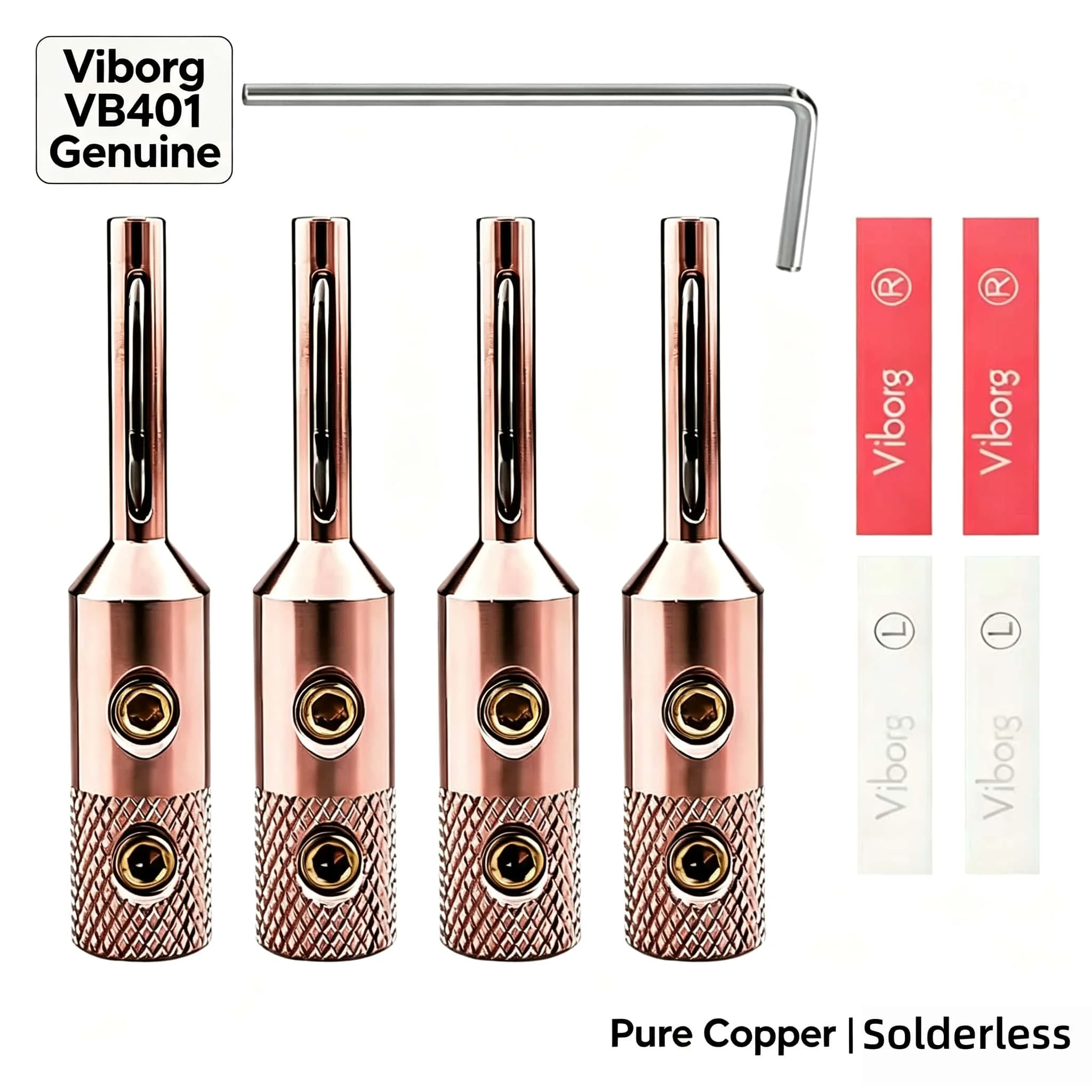 Viborg VB401 Pure Copper Banana Plugs Solderless 4PCS HiFi Speaker Cable Connector
