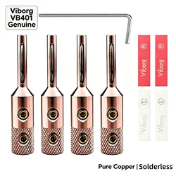 Viborg VB401 Pure Copper Banana Plugs Solderless 4PCS HiFi Speaker Cable Connector