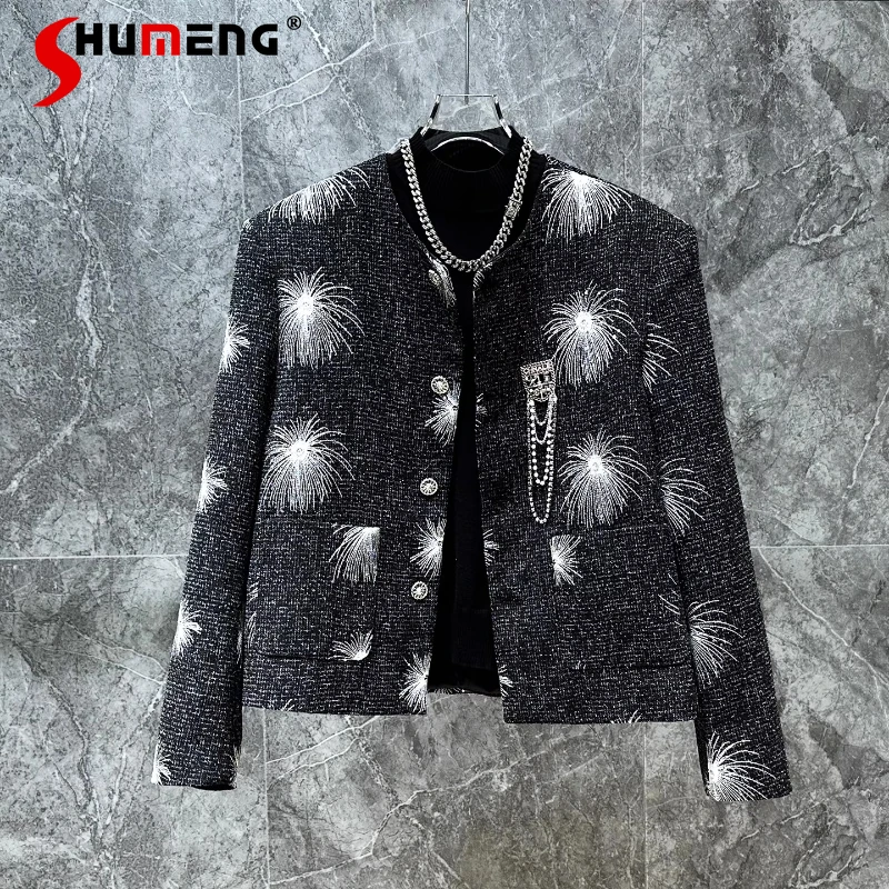 

Men's 2025 Autumn New Trendy High-end Embroidery Small Fragrant Tops Male Short Style Jackets Stylish Personality Fashion Coats