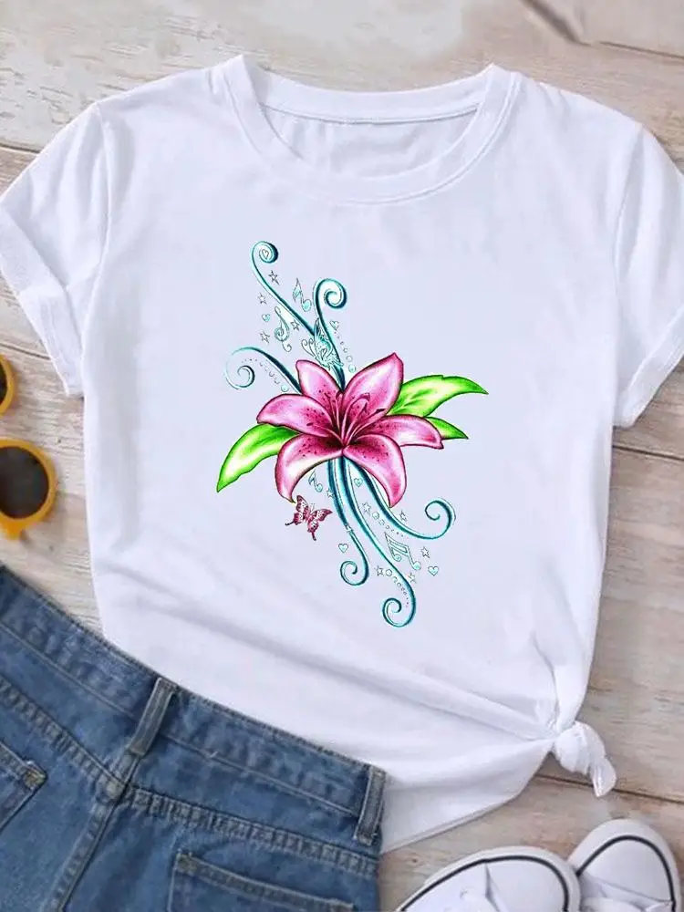 Print Fashion Casual Watercolor New 90s Lovely Clothing Summer Graphic T Shirt Short Sleeve Women Clothes Tee T-shirt Female Top