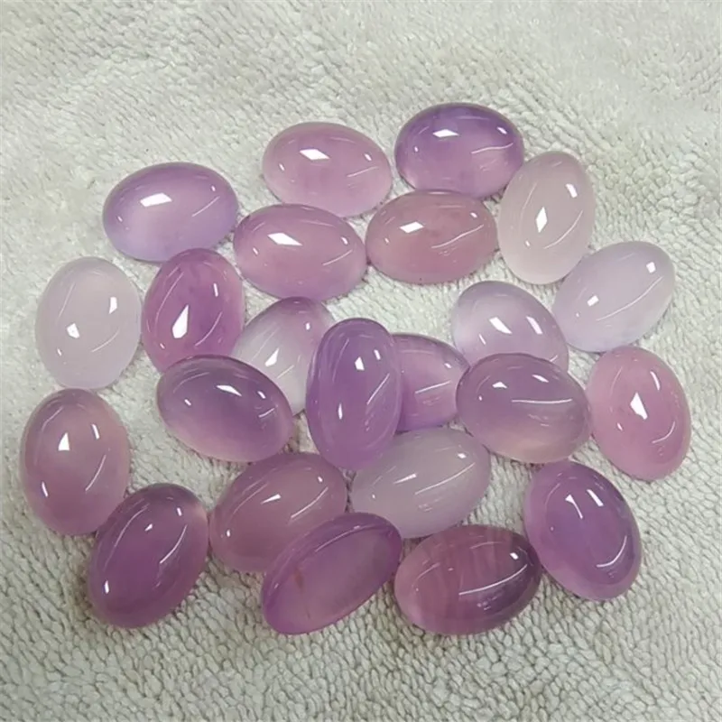 10PCS Nature Purple Jade Stone Cabochons Oval Shape 8X10MM 10X12MM 10X14MM 12X16MM 13X18MM Natural Semi Precious Beads DIY Parts