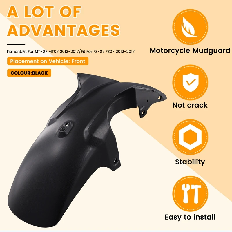 A96E - Akcesoria motocyklowe Osłona przedniego opony Owiewka przedniego błotnika do MT-07 MT07 FZ-07 2012-2017