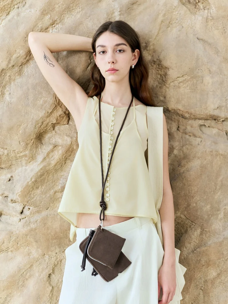 

Мягкий и легкий комплект из двух предметов, жилет с внутренней частью Ode, высококачественный дизайн на слинге с поясом, женская мода, летнее тонкое эластичное волокно