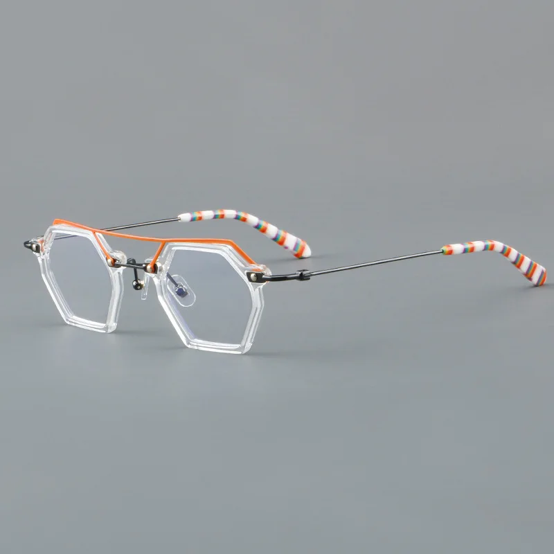 

Eyewear Unique Acetate Titanium Leg Polygon Prescription Glasses Frames For Men Women Retro Classic Reading Eyeglass Frame