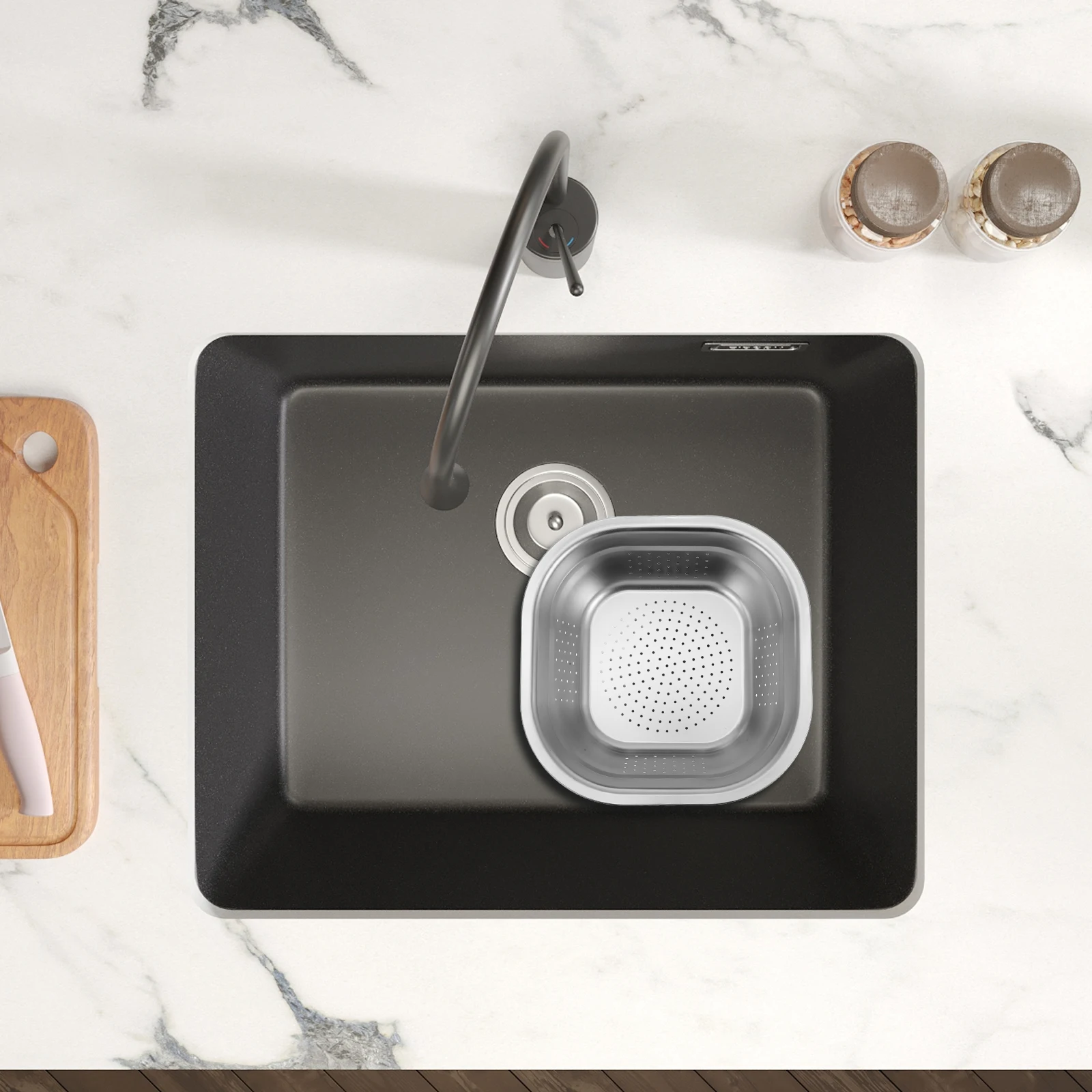 

Stainless Steel Washing Colander Basin Square Thick Metal For Vegetable Fruit Rice Cleaning Kitchen Drainage Tool