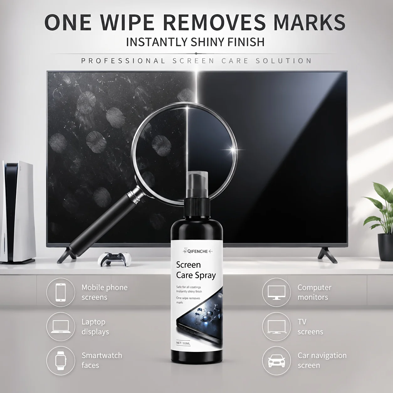 Monitor Cleaning Solution 50Ml 1.7 Fl Oz for Desktop Displays, Laptops, Tvs, Phone Camera Lenses, Gaming Gear Kit, Streak-Free Q