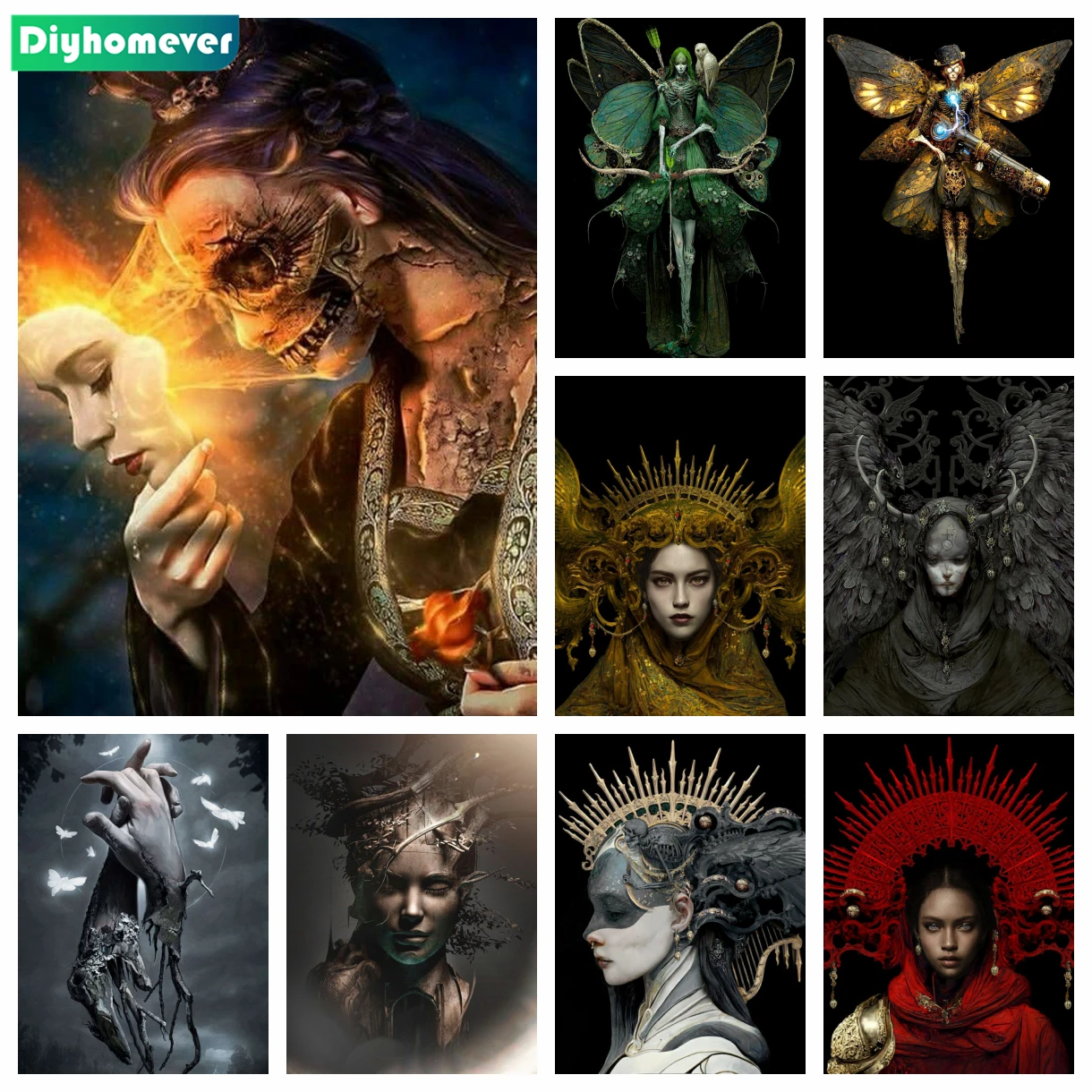 

Dark Art 5D Diy Diamond Painting Gothic Horror Succubus Mosaic Rhinestone Embroidery Witch Picture Cross Stitch Kit Home Decor