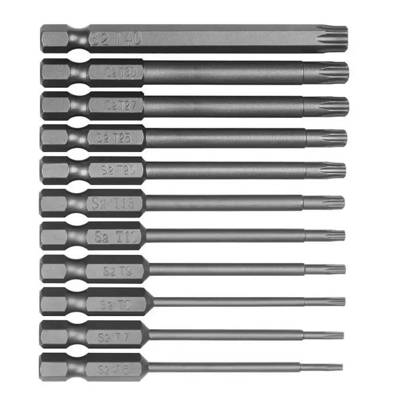 11Pcs Torx Bit Set Magnetic Tamper Resistant Star Bits T-6-T40 Screwdriver Wrench Drill Bit Set Alloy Steel Quality