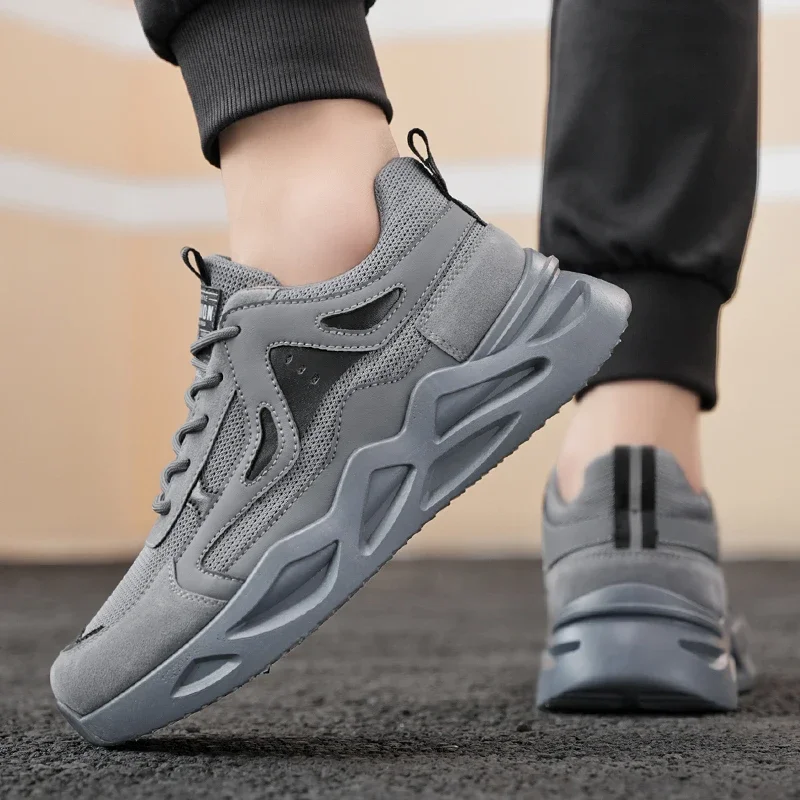 Scarpe da ginnastica casual da uomo grigie da esterno in mesh traspirante da donna leggere con assorbimento degli urti da tennis sportive da corsa scarpe da jogging nere