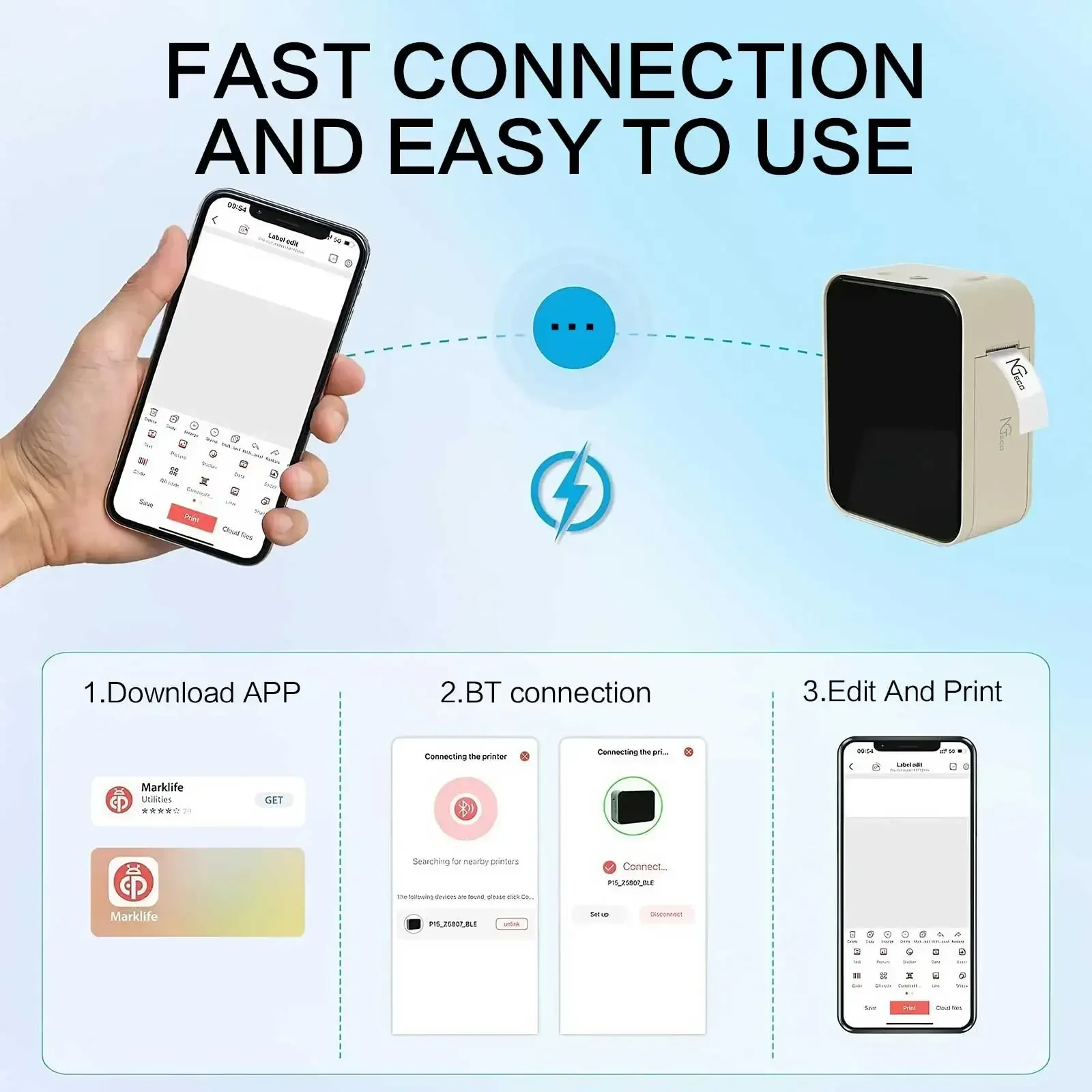 Портативный беспроводной термопринтер этикеток для дома, школы, офиса, малого бизнеса, простые в использовании шрифты с несколькими шаблонами