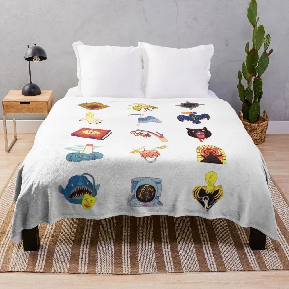 

15 Fears Risograph Icons Throw Blanket No Pilling Soft Warm Blanket for Bed