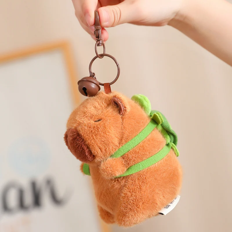 12Cm Kawaii Plushies Sleutelhanger Mini Schattige Capibara Pluche Speelgoed Stawberry Kikker Verjaardagshoed Capybara Knuffel Dier Cadeau Voor Meisje