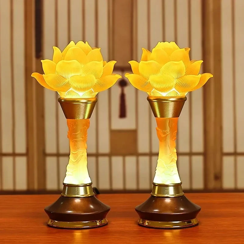 2pcs Alloy Glazed Seven Color Simulated candlestick for Household Use,offering Buddha Prayer, feng Shui Decorations