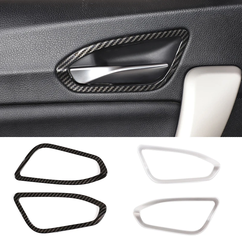 For BMW 1 2 Series F20 F21 F22 F23 2012-2019 ABS Carbon Fiber Car Inner Door Handle Bowl Frame Cover Trim Interior Accessories