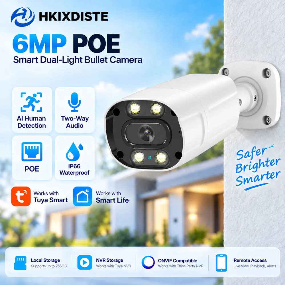 camera-poe-6mp-d'exterieur-detection-humaine-par-ia-camera-de-securite-intelligente-vision-nocturne-a-double-eclairage-audio-bidirectionnel-acces-a-distance-tuya-smart