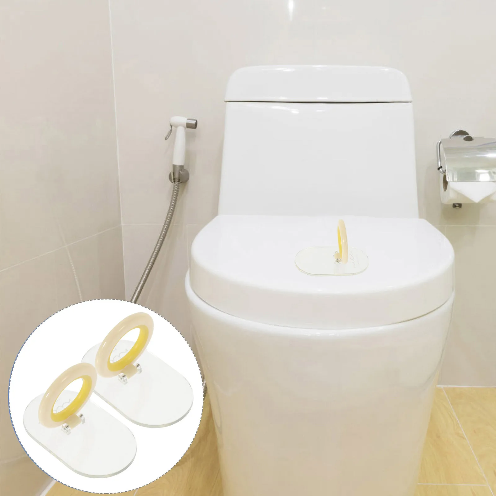 

2Pcs Toilet Seat Lifter Safe Convenient Sanitation Laborsaving Healthy Life Adhesive Cover Handle for Home Toilet Seat Lifter