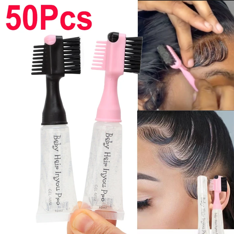 Babys Hair Edge Pro 50Pcs Wholesale Hair Styling Edge Control Gel With Brush 3N1 Broken Hair Cream Grooming Tool