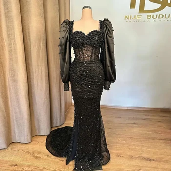 נייגריאן יוקרה אפריקאי שמלות ערב חרוזים 2025 פנינים בהתאמה אישית פנינים שמלת כלה שמלת כלה aso ebi יום הולדת