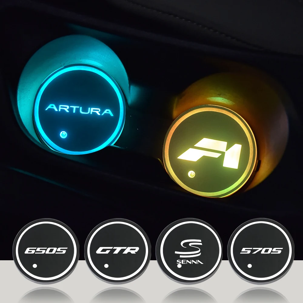 Автомобильная Подставка под бутылку с водой, автомобильный держатель, коврик, светящиеся подставки для McLaren 570S Senna P1 GTR GT F1 Artura 720S 650S 600LT 570GT Автомобильная Подставка под бутылку с водой, автомобильный держатель, коврик, светящиеся подставки для McLaren 570S Senna P1 GTR GT F1 Artura 720S 650S 600LT 570GT