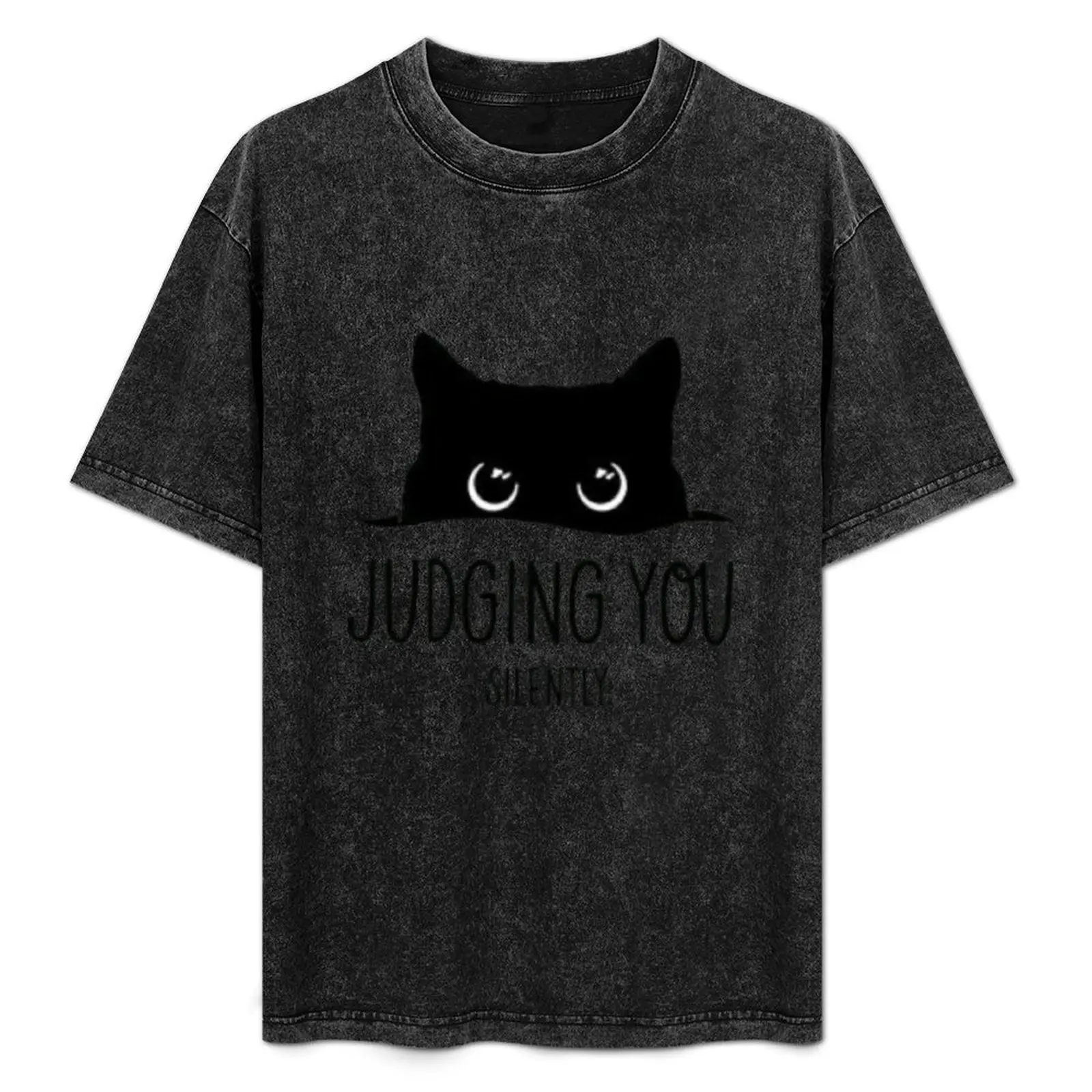 

Judging You Silently Black Cat T-Shirt vintage t shirts Aesthetic clothing oversized t shirt Men's t-shirt