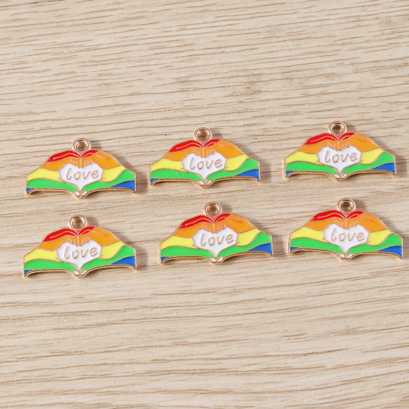 10 Stück Niedliche Bunte Emaille-Regenbogen-Herz-Mond-Anhänger für Schmuckherstellung, Halsketten, Ohrringe, Armbänder, DIY-Bastelzubehör – Detail 29