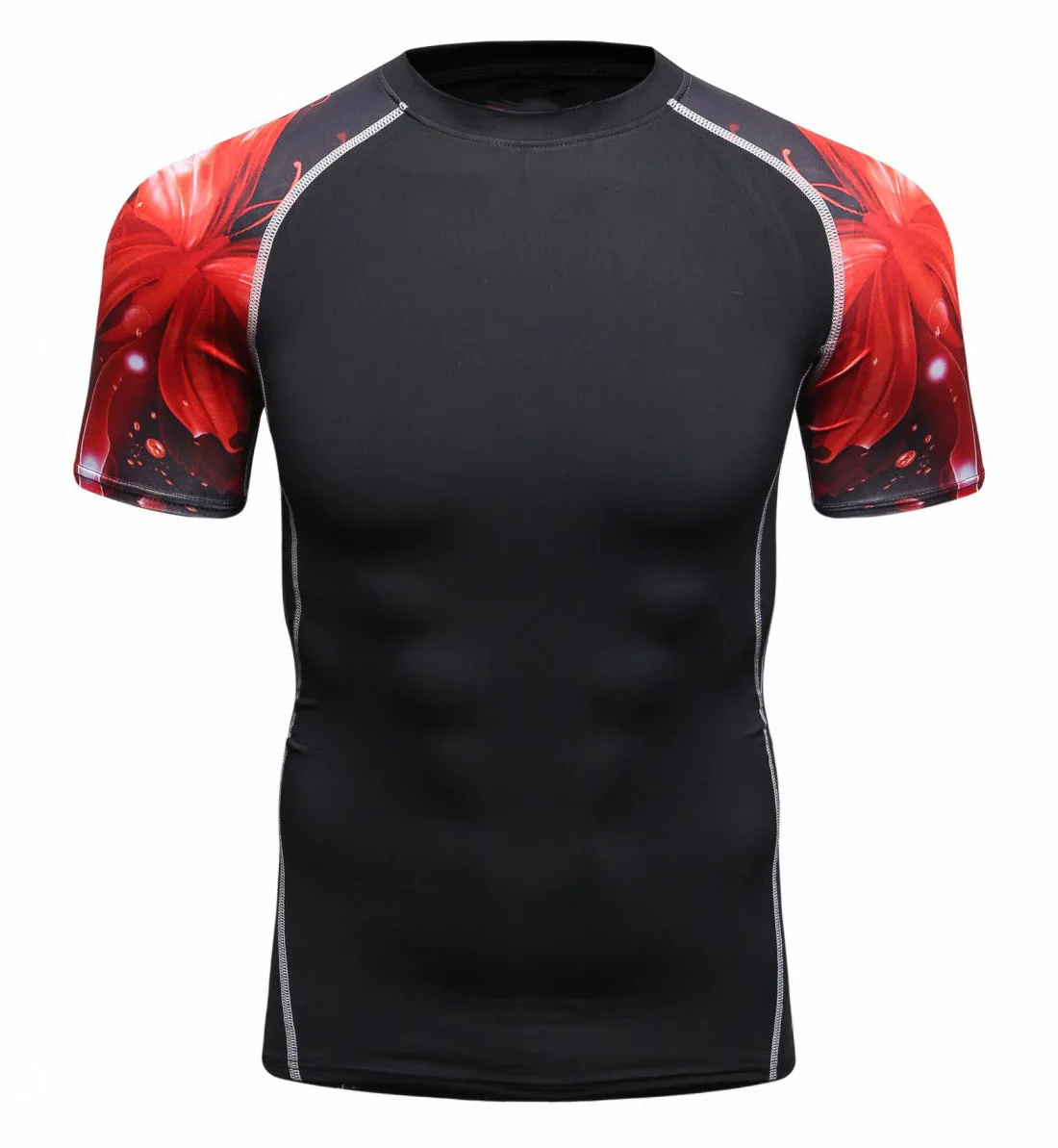 

Men's Compression Shirts Short Sleeve Printing Dry Fit T Shirt Fitness Running Athletic Workout Sports Baselayer Tee (1145)