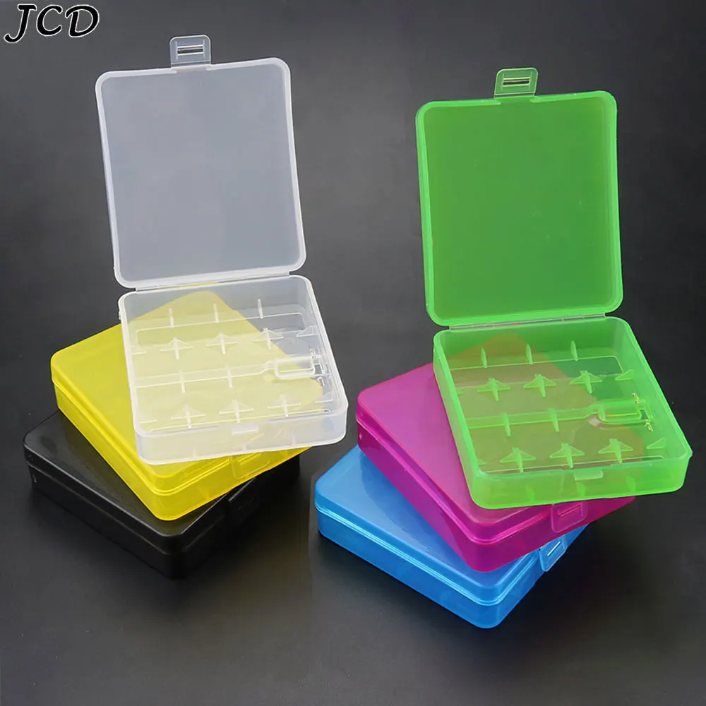 

JCD 4 Slots 18650 Hard Plastic Battery Storage Box With Metal Hook Plastic Box 4*18650 4*16340 Battery Holder Case Batteries