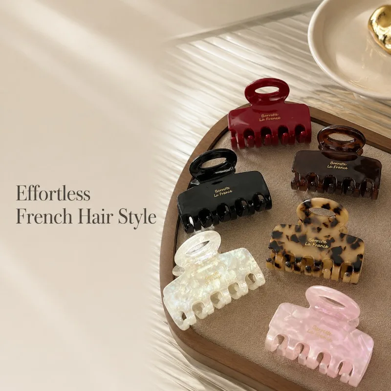 French Medium Hair Claw Clips Strong Hold Non Slip Acrylic Hair Barrettes Women Daily Office Travel Half Up Styling Accessories
