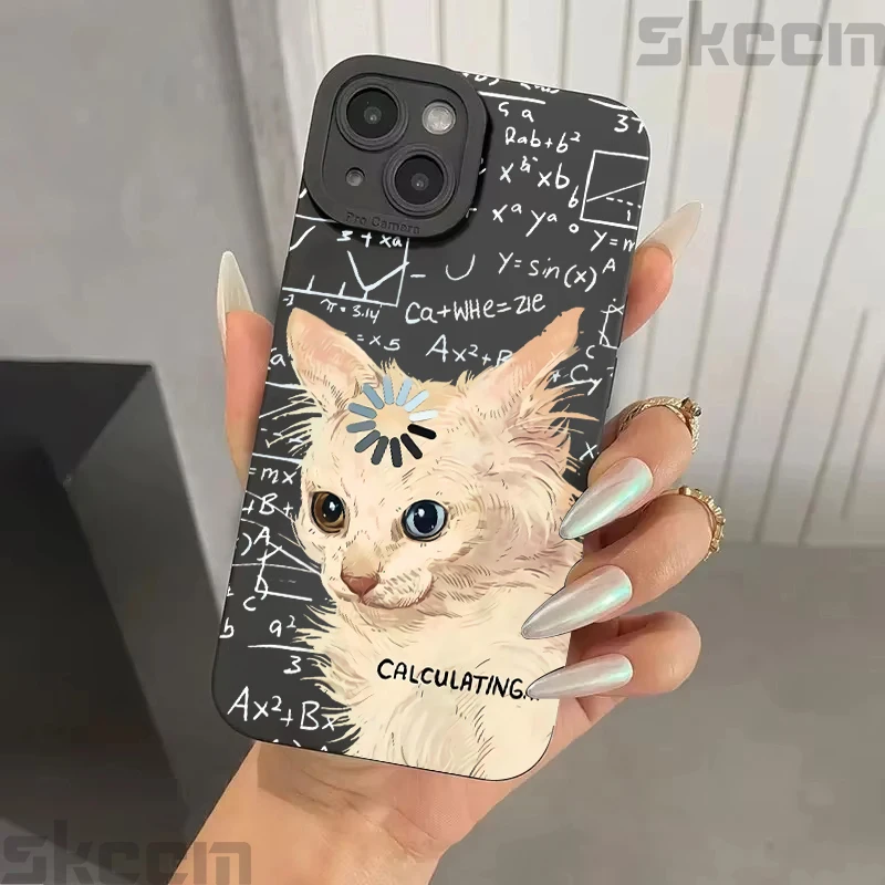 Art Formula Cat Graffiti Phone Case For iPhone 17 16 15 14 13 12 11 Pro Max X XS XR 16E 7 8 Plus Matte Shockproof Silicone Cover - náhled 6