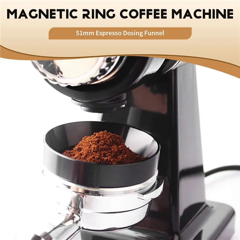 Espresso Dosing Funnel, Magnetic Ring Coffee Machine Accessories Brewing Coffee Tamper Powder Tool-AT30