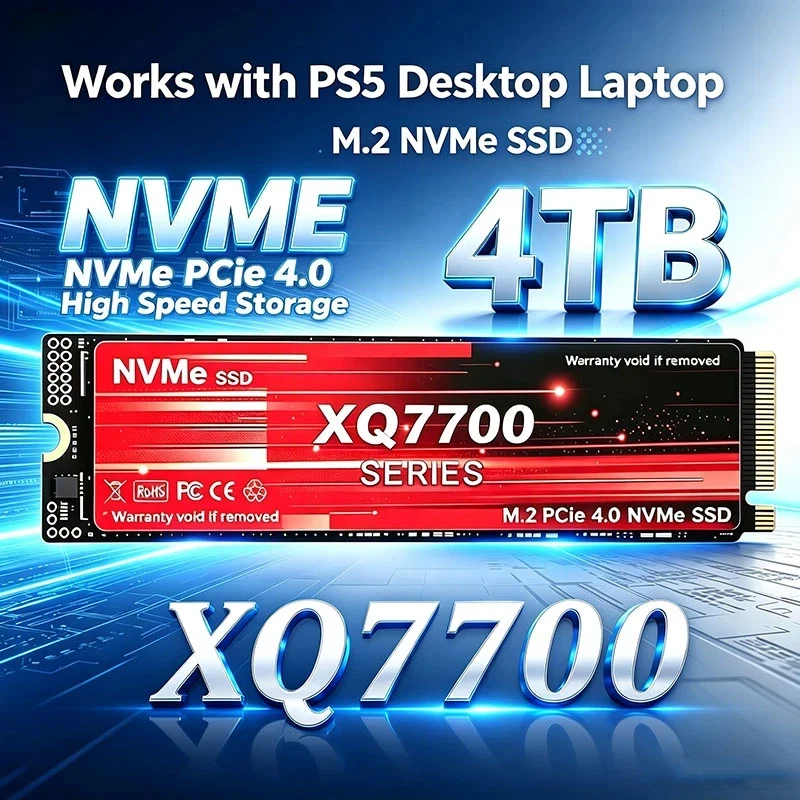 XQ7700 SSD 4TB 500GB 1TB 2TB M.2 7300MB/s SSD PCIe4.0 NVME Solid State Drive Internal Hard Disk for Desktop Laptop PS5