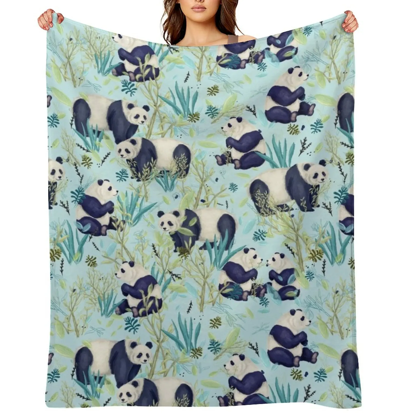 

panda pattern Throw Blanket Flannel Fabric warm winter Luxury Throw Custom Blankets