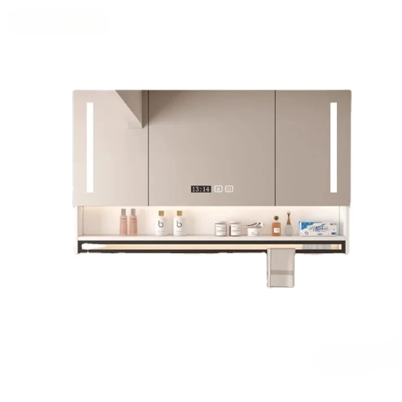 

Nordic Bathroom Mirror Cabinet Home Furniture Wall-mounted Anti-fog Bathroom Storage Integrated Sink Cabinet with Backlight E