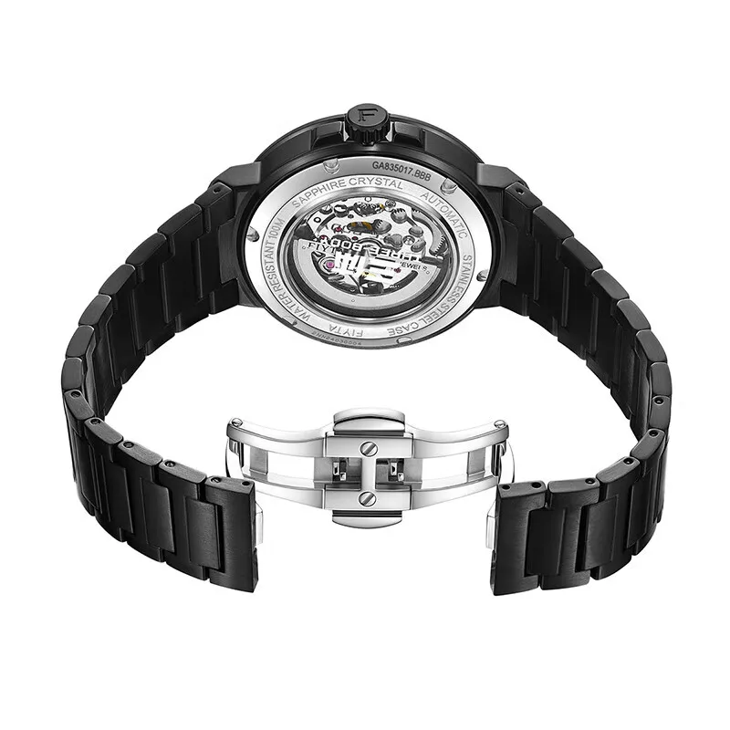 ساعات ميكانيكية أوتوماتيكية من Fiyta للرجال، ساعات رياضية خارجية مقاومة للماء بطول 100 متر من الفولاذ المقاوم للصدأ