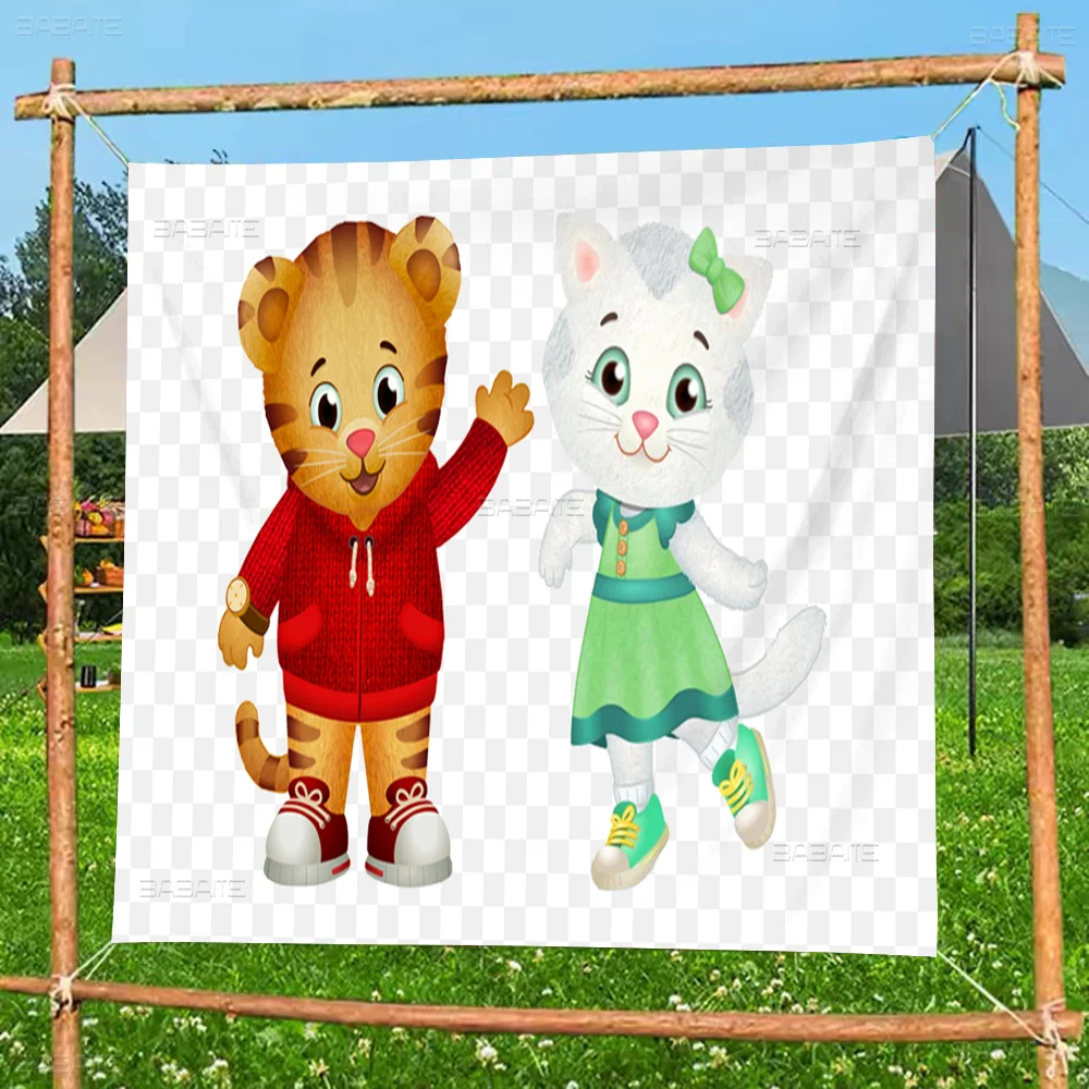 Daniel Tiger's Stop Banner INS Style Outdoor Party Decoration Atmosphere Flag