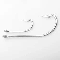 10 pieces of 34007 stainless steel fishing hooks, white large and extra long handle fishing hooks, fishing equipment
