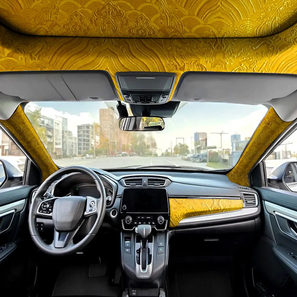 Wnętrze samochodu samoprzylepna tkanina samoprzylepny haft naklejki samochodowe modyfikacja wnętrza kolumna Abc tłoczenie na gorąco Latte Art